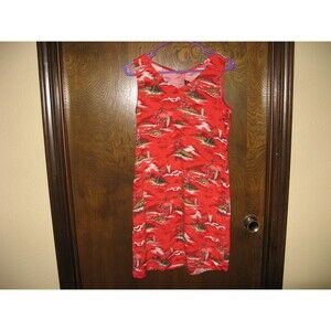Womens Connected Apparel Red Island Ocean Palm Trees Tropical Hawaiian Dress  8